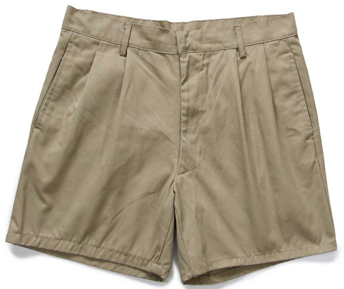 80s イタリア軍 ツータック コットンツイル ショートパンツ カーキ w33★ショーツ 【中古】