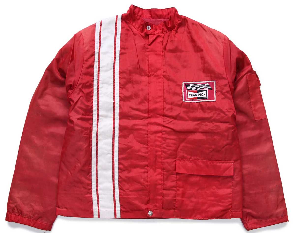 【70s】チャンピオンプラグ　ナイロンジャケット　USA製　XL◆古着ビンテージ 70s USA製 CHAMPION SPARK PLUG チャンピオンプラグ ナイロン