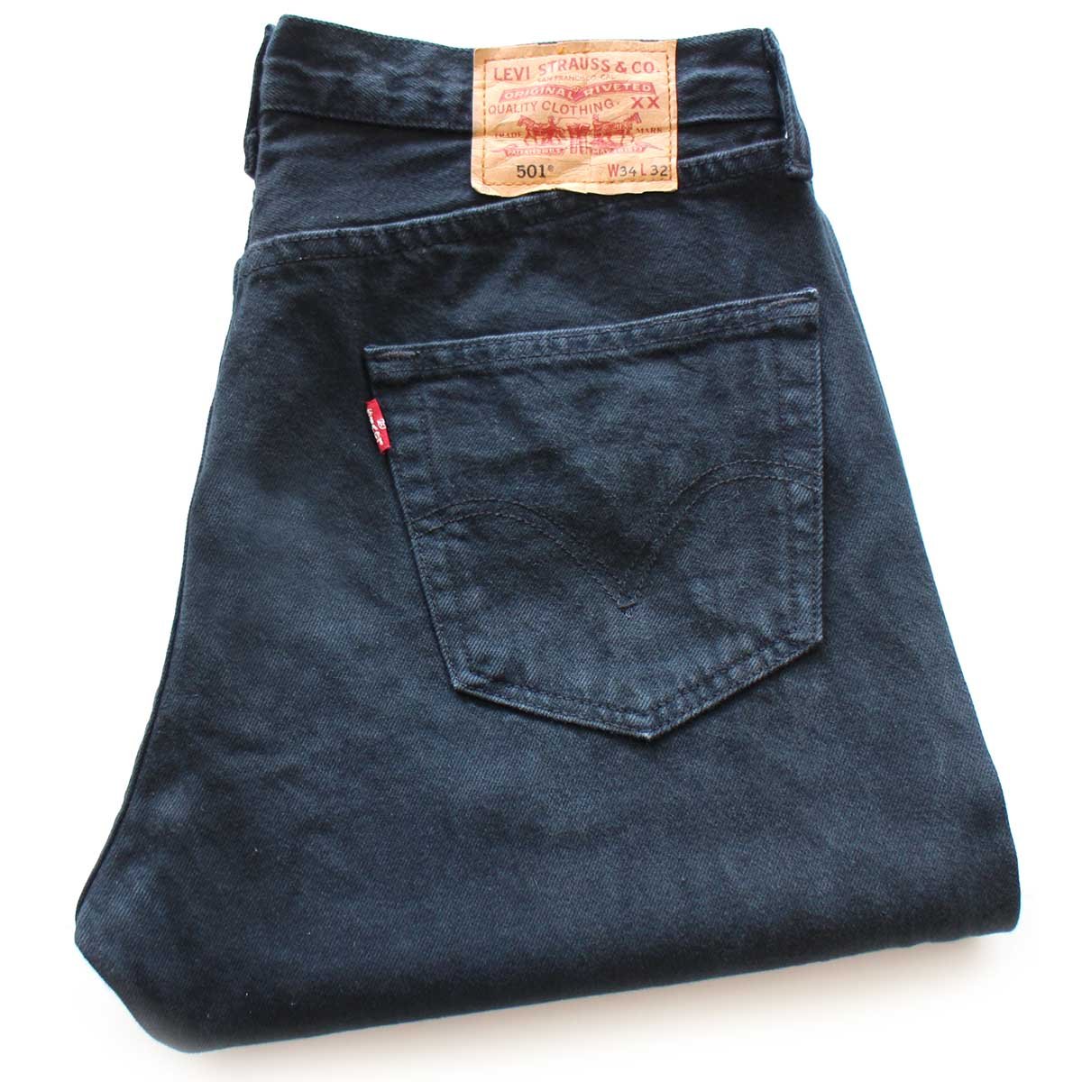Levi'sリーバイス 501 後染め ブラック デニムパンツ w34★SDP4065【中古】