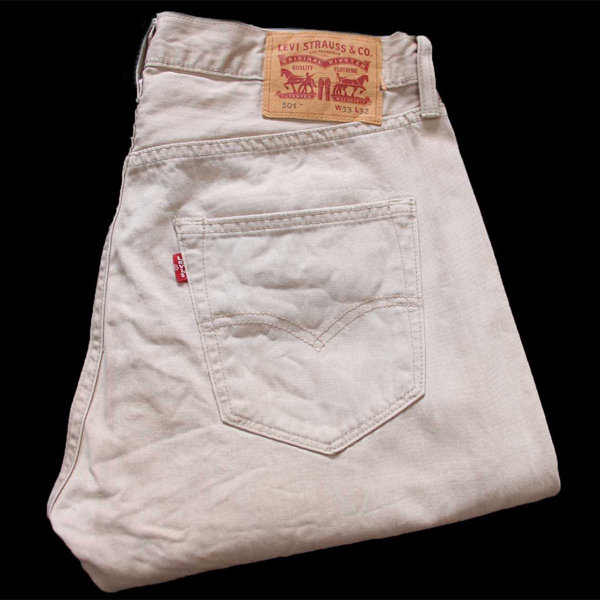 トルコ製 Levi'sリーバイス 501 カラーデニムパンツ ベージュ w33 L32★SDP4057 ユーロ【中古】