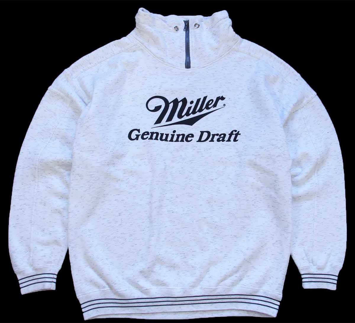 \u003cBR\u003e80s Swingster Miller Genuine Draft ハイネック リブライン 流汗 杢白いこと L【中古】