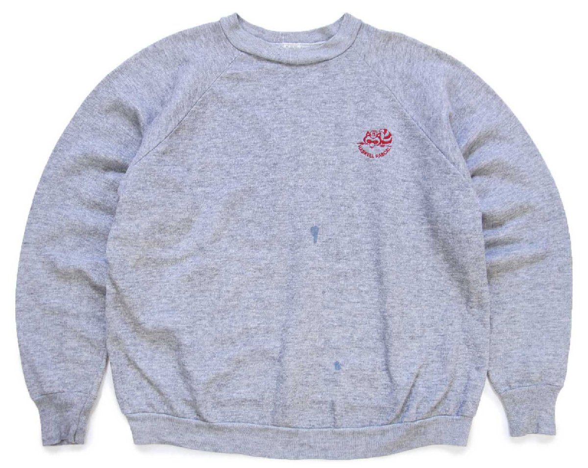 \u003cBR\u003e80s USA製 Healthknit HASKELL RASCAL アライグマ 刺しゅう えの具飛び 流汗 杢薄墨色 XL【中古】