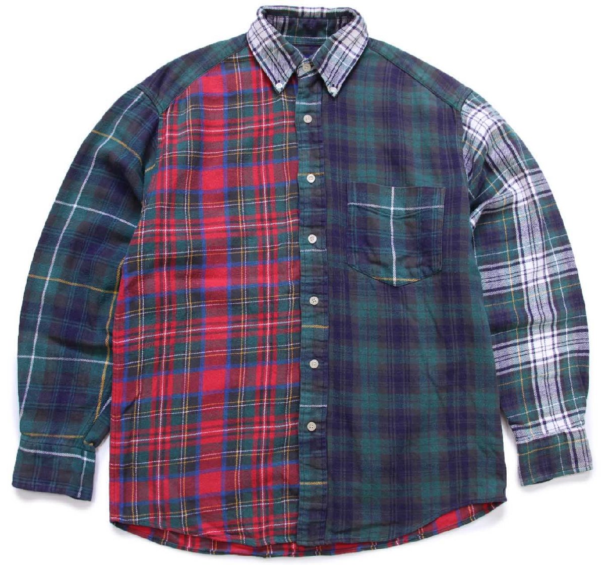 90s GAPギャップ タータンチェック クレイジーパターン ボタンダウン フランネルシャツ【中古】