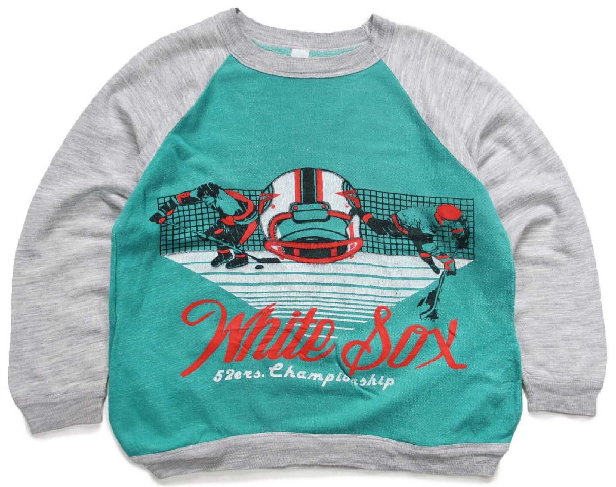 \u003cBR\u003e80s イタリア製 White Sox 52ers. Championship ツートン うつり変わり 流汗 緑×杢薄墨色 M【中古】