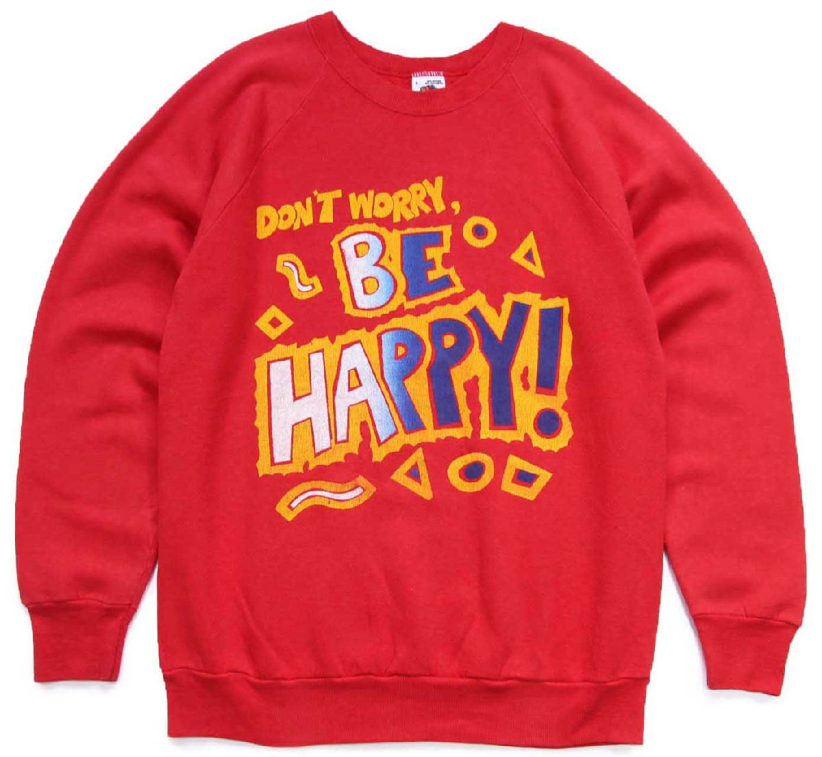 \u003cBR\u003e90s USA製 DON\u0027T WORRY, BE HAPPY! 申し立て 流汗 赤 L【中古】