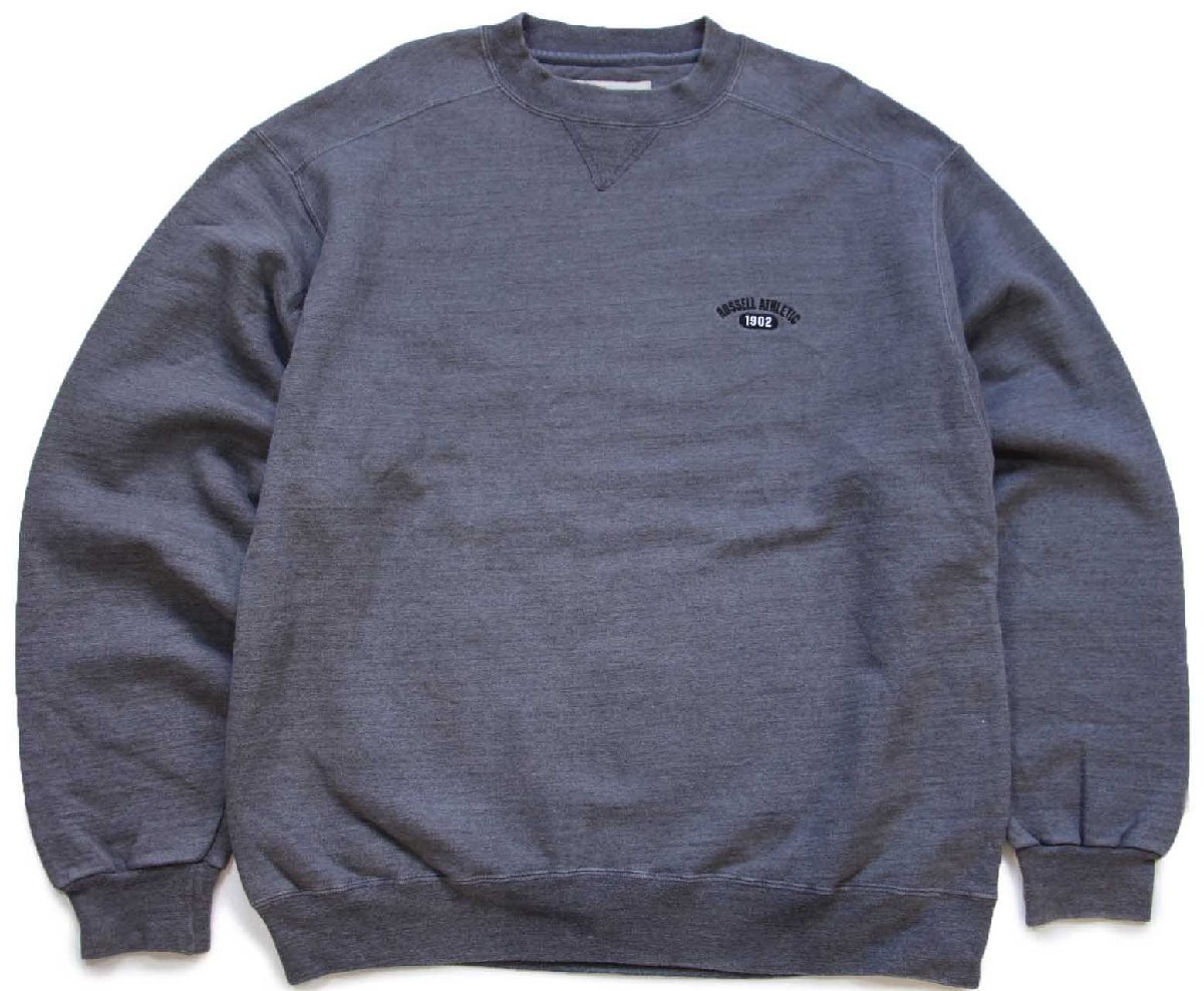 90s USA製 RUSSELL ATHLETIC 1902 ラッセル ロゴ刺繍 前V スウェット グレー XL【中古】