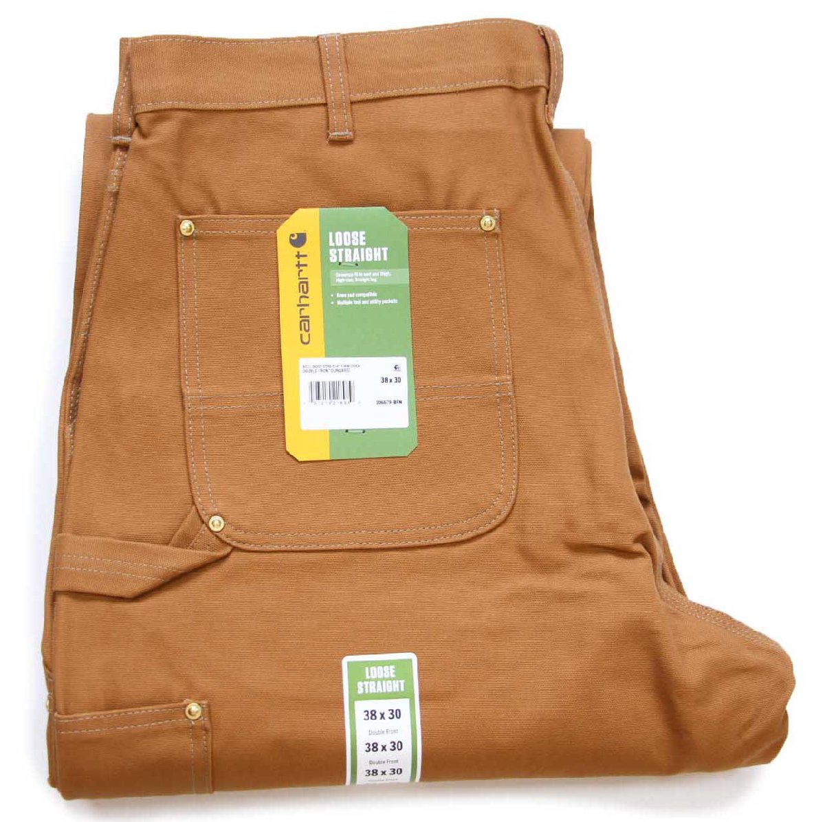 新品★carharttカーハート ダブルニー ダック地 ペインターパンツ 茶 W38 L30｜Used Clothing Sixpacjoe