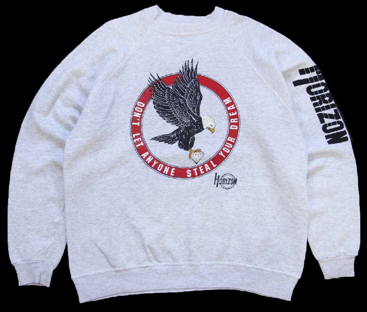 \u003cBR\u003e90s USA製 Hanes 鷲 HORIZON 袖刷り上げる 流汗 杢ともし火薄墨色 XL【中古】