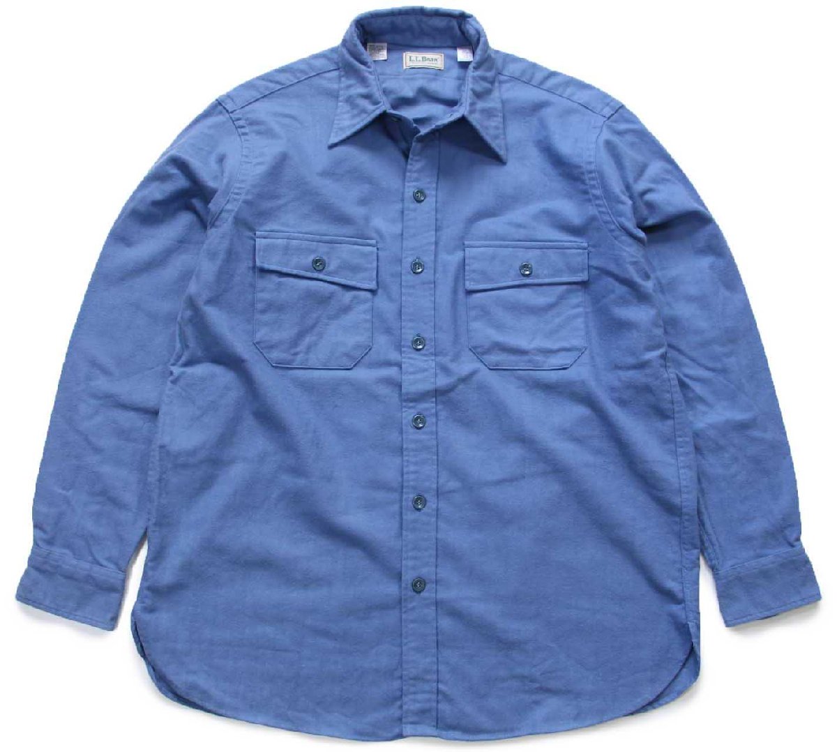 \u003cBR\u003e80s L.L.Bean 無地 綿織物 シャモアクロスシャツ 青色薄墨色 16.5【中古】 カジュアルシャツ-トップス-メンズファッション