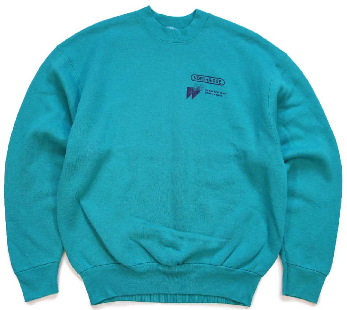 90s カナダ製 NORTHRIDGE Western Gas Marketing スウェット ブルーグリーン L【中古】