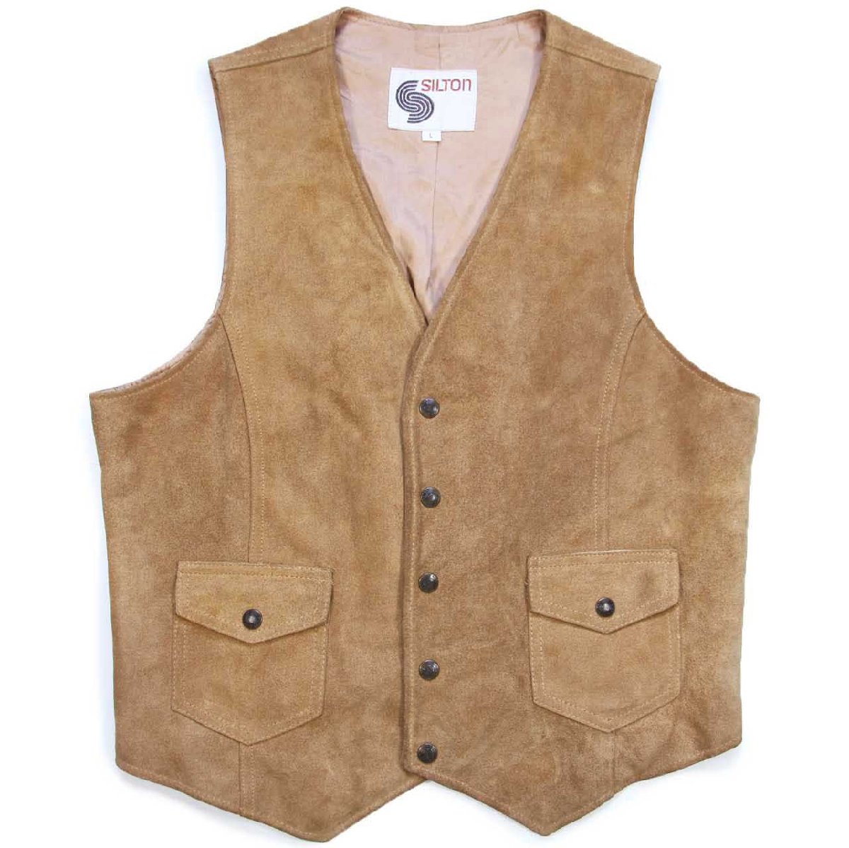 70s メキシコ製 SILTON スエード レザーベスト 茶 L【中古】