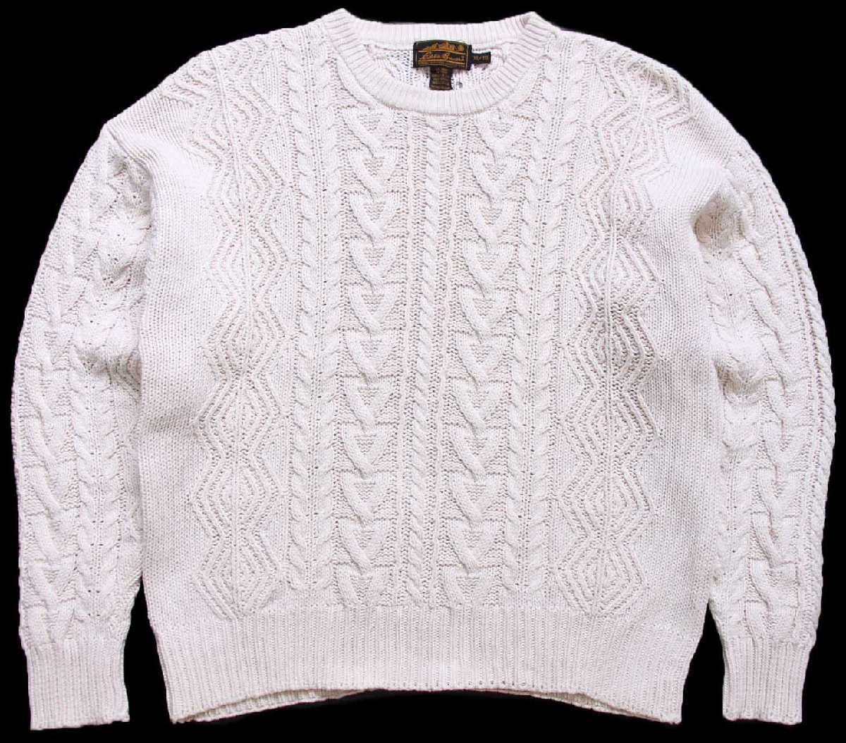 90s EddieBauerエディーバウアー ケーブル編み コットンニット セーター ナチュラル XL【中古】|Used Clothing Sixpacjoe
