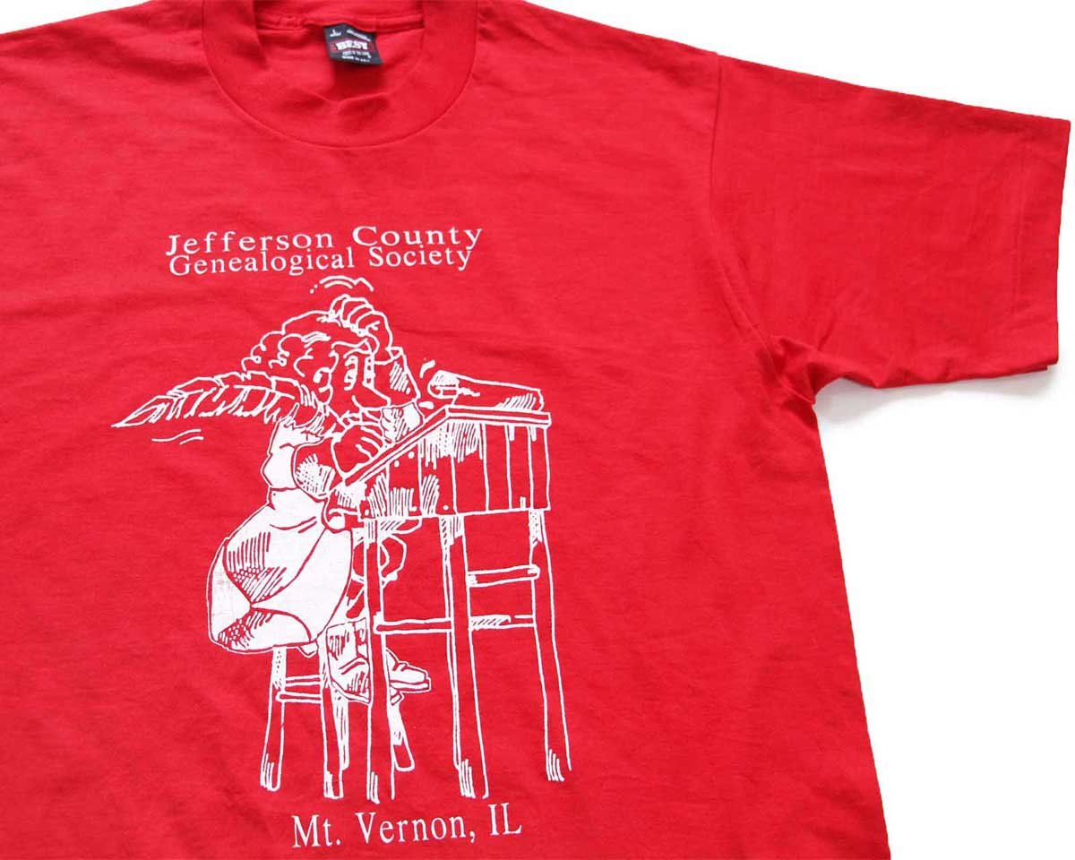 \u003cBR\u003eデッド店卸し資産★90s USA製 Jefferson County Genealogical Society 工芸 ティーシャツ 赤 L【中古】