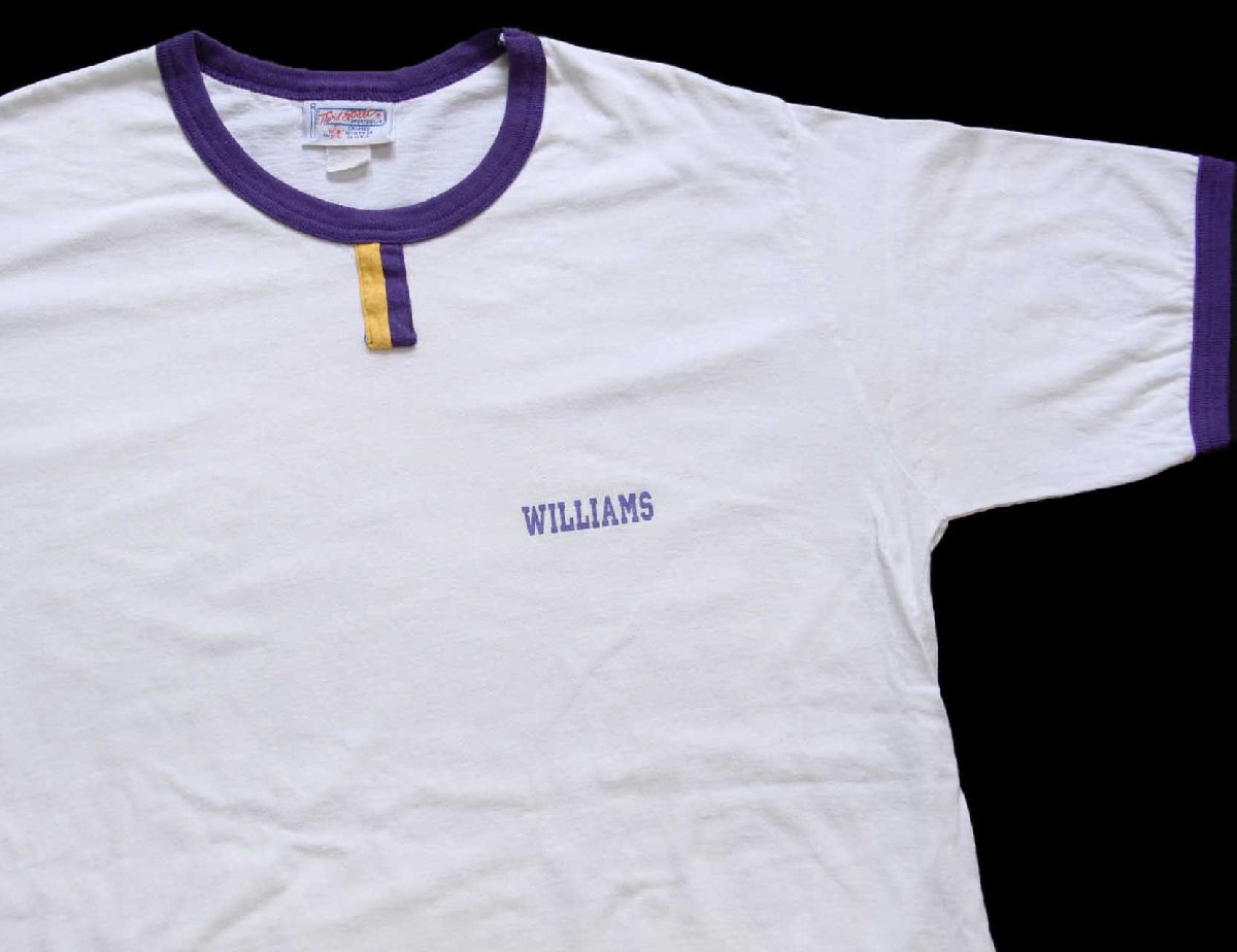 \u003cBR\u003e90s USA製 WILLIAMS チョコレート頤 綿織物 リンガーティーシャツ 白×紫 XXL★特大【中古】