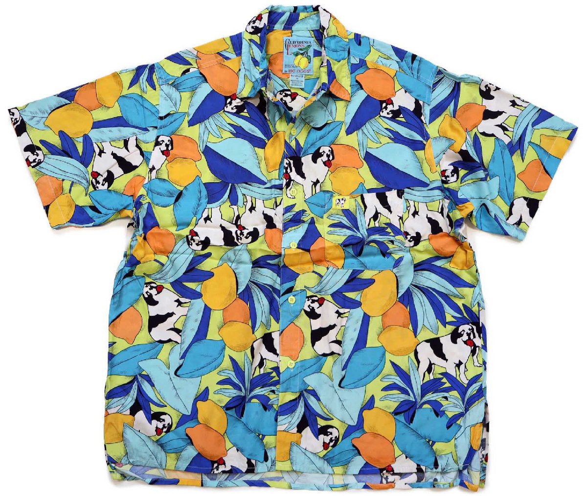 90s CALIFORNIA LEMONS BY BIG DOGS ビッグドッグス レモン 総柄 半袖 レーヨンシャツ M【中古】｜Used Clothing Sixpacjoe