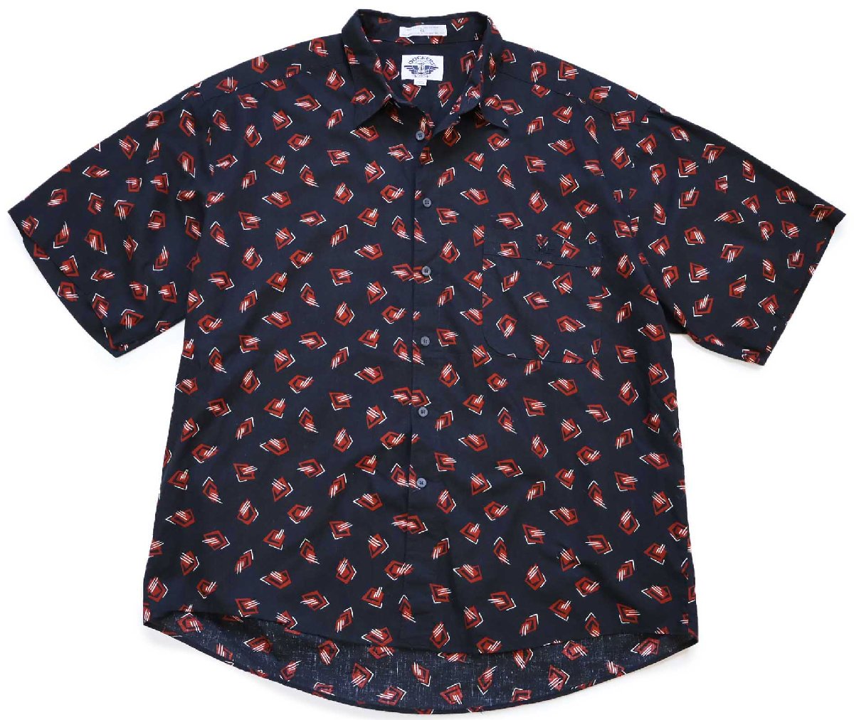 90s DOCKERSドッカーズ アトミック 総柄 半袖 コットンシャツ 黒 XL★Levi'sリーバイス【中古】|Used Clothing Sixpacjoe