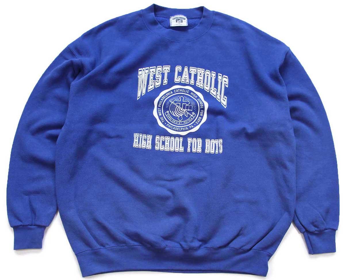 \u003cBR\u003e90s USA製 Leeロバート・エドワード・リー WEST CATHOLIC HIGH SCHOOL FOR BOYS 流汗 青 XL【中古】