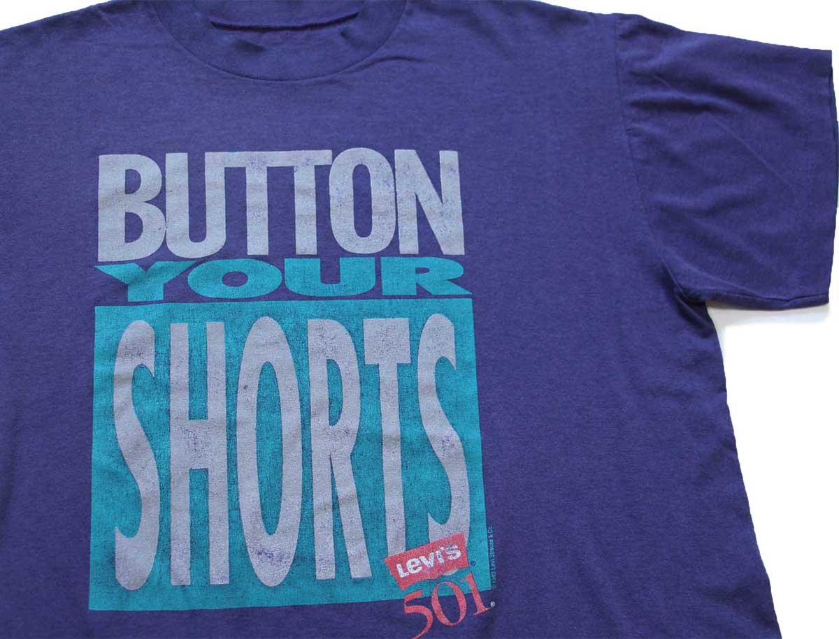 90s Levi'sリーバイス 501 BUTTON YOUR SHORTS Tシャツ 杢パープル【中古】