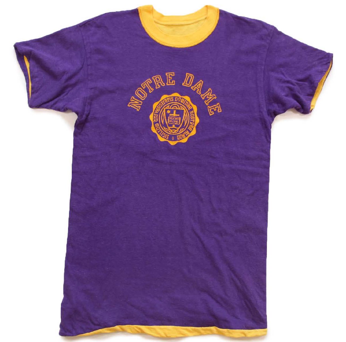 60s NOTRE DAME フロッキープリント コットン リバーシブルTシャツ 紫×黄【中古】|Used Clothing Sixpacjoe