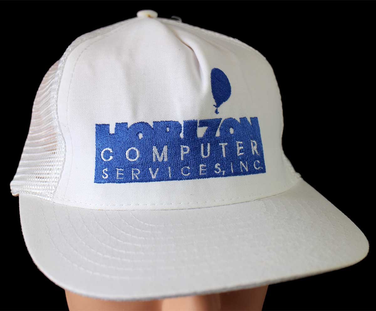 デッドストック★80s HORIZON COMPUTER SERVICES,INC. 刺繍 メッシュキャップ 白【中古】