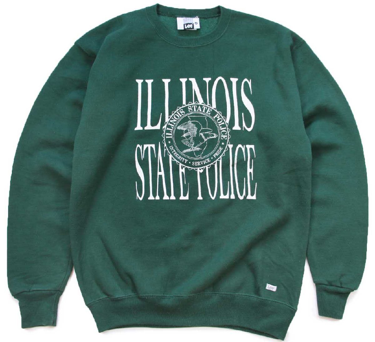\u003cBR\u003e90s USA製 Leeロバート・エドワード・リー ILLINOIS STATE POLICE ひび割れる刷り上げる 流汗 緑 M【中古】