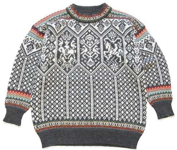 90s ノルウェー製 DALE OF NORWAY ノルディック柄 ウールニット セーター M 【中古】
