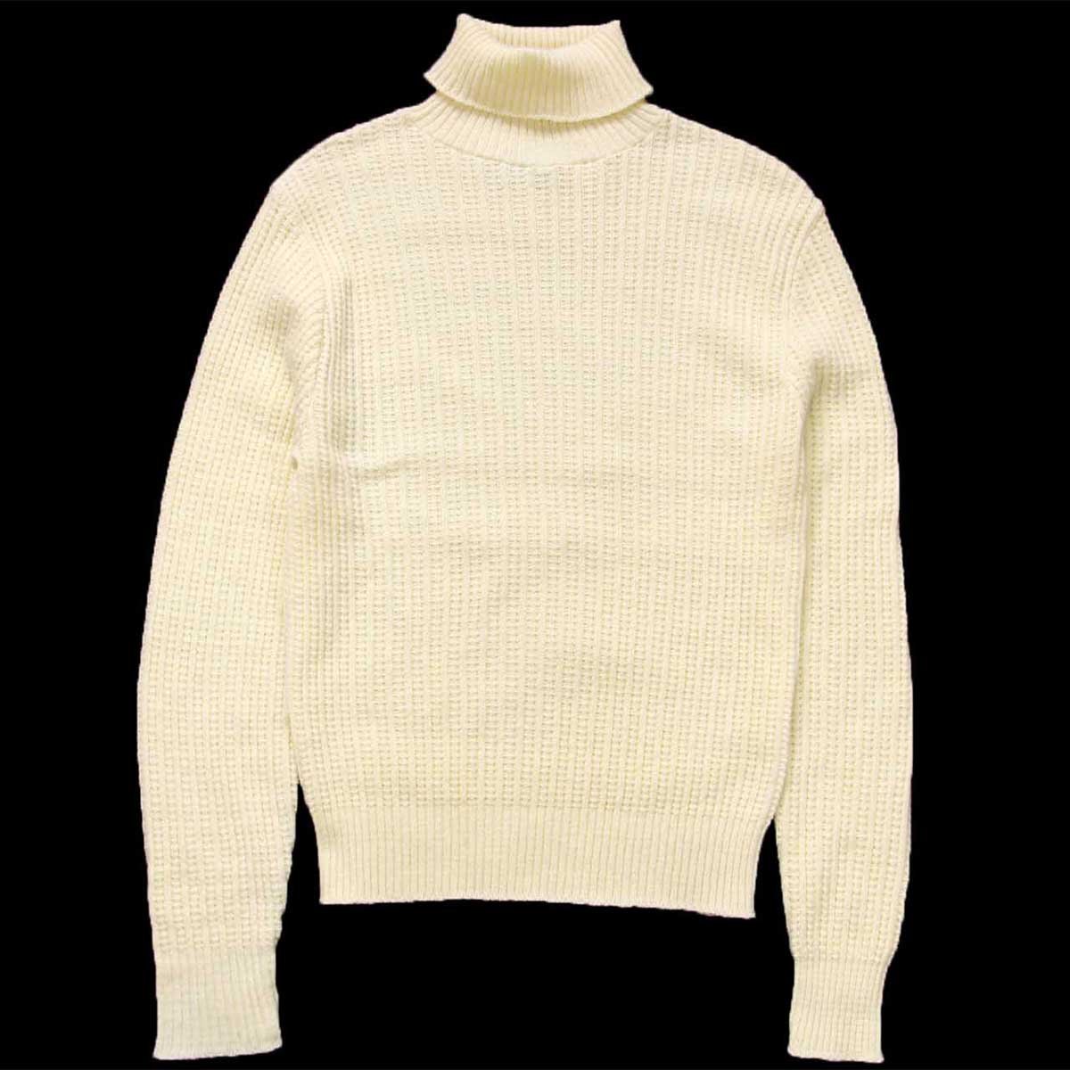 70s USA製 FORGE Munsingwear 無地 タートルネック アクリルニット セーター クリーム M【中古】