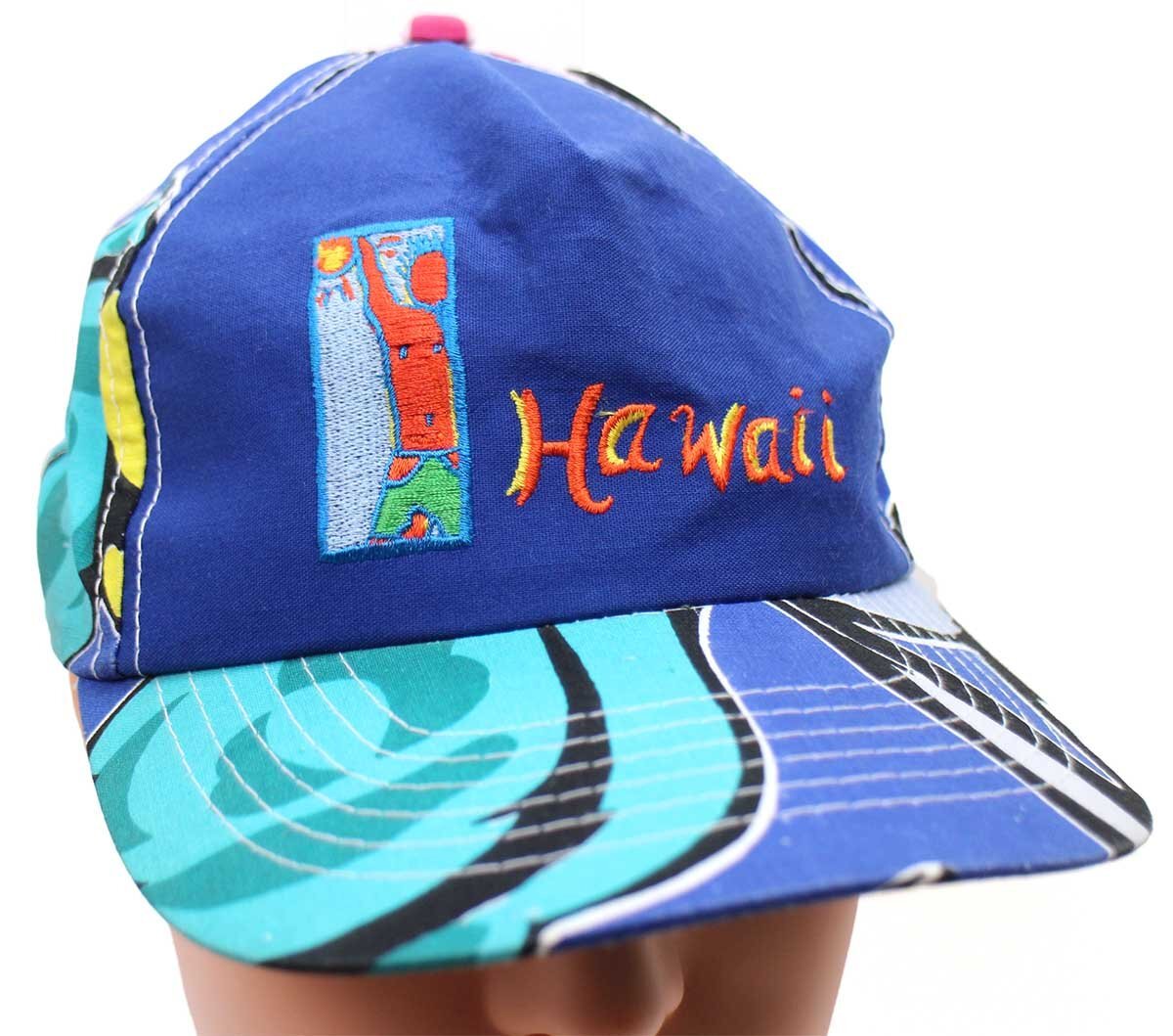 90s Hawaii 刺繍 総柄 コットンキャップ【中古】