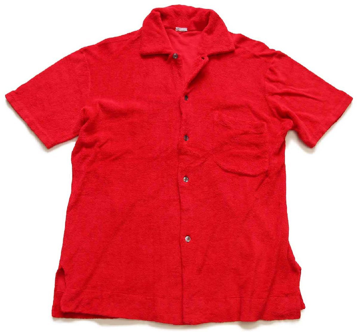 70s G.BATTISTONI ROMA CARACAS 無地 半袖 パイルシャツ 赤 2 【中古】