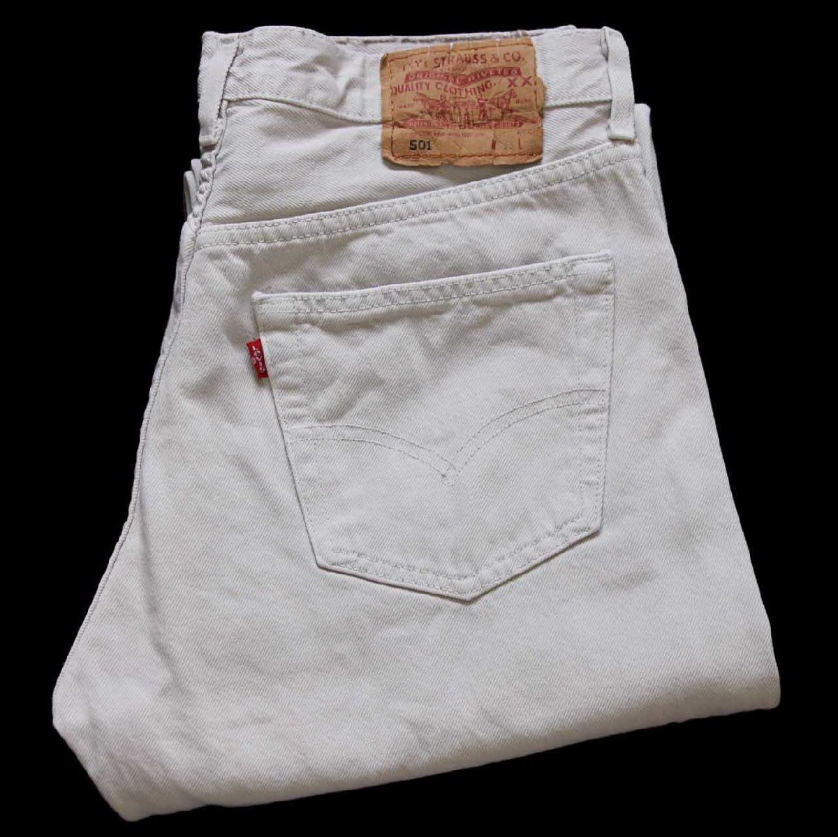 90s スペイン製 Levi'sリーバイス 501 カラーデニムパンツ ライトグレーベージュ W33★ユーロ 【中古】