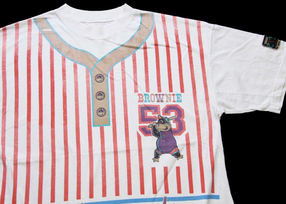 00s BROWNIE 53 マスコット ベースボールシャツ 騙し絵 コットンTシャツ【中古】