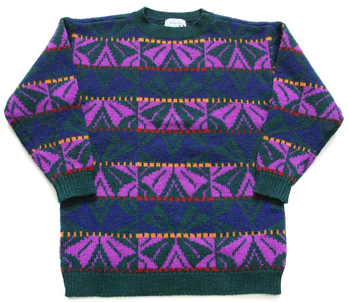 エスプリ ☆90s ESPRIT タートルネック フォークロア柄 ウール