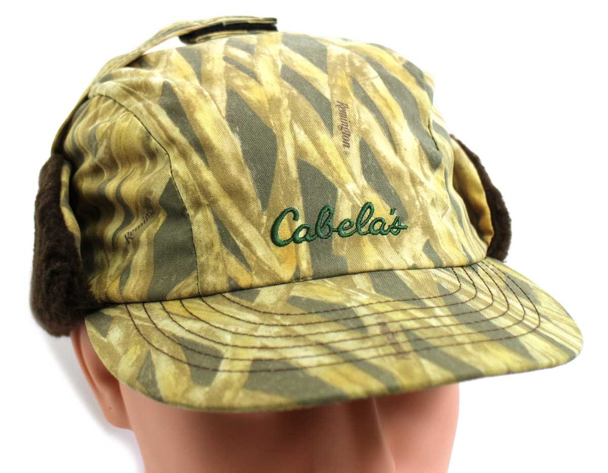 80s Cabela'sカベラス ロゴ刺繍 Remington リアルツリーカモ 耳当て付き キャップ L【中古】