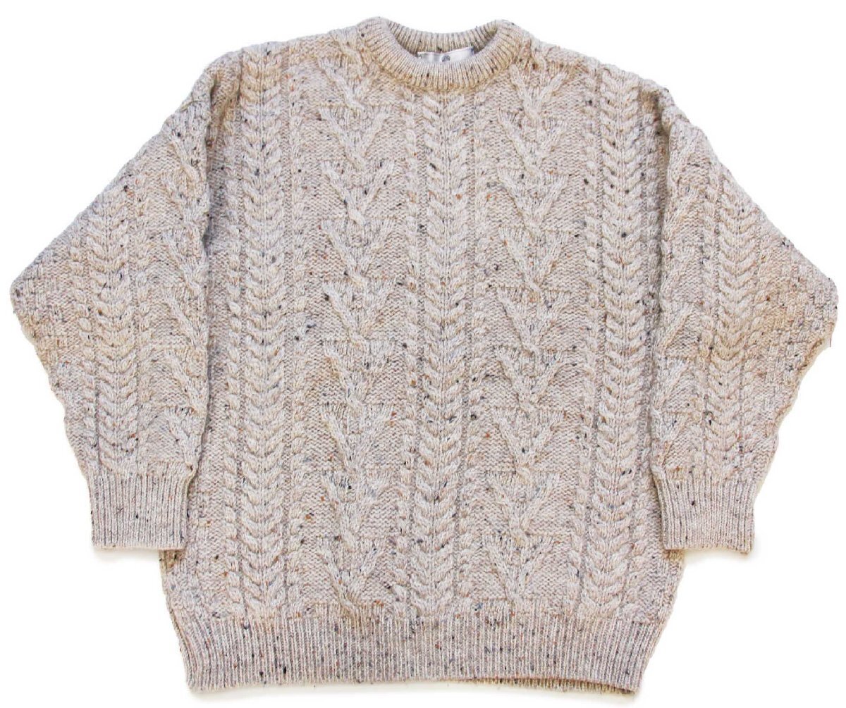 BROKER ケーブル編み ネップ入り ウールニット セーター グレーベージュ L【中古】｜Used Clothing Sixpacjoe 10,080円