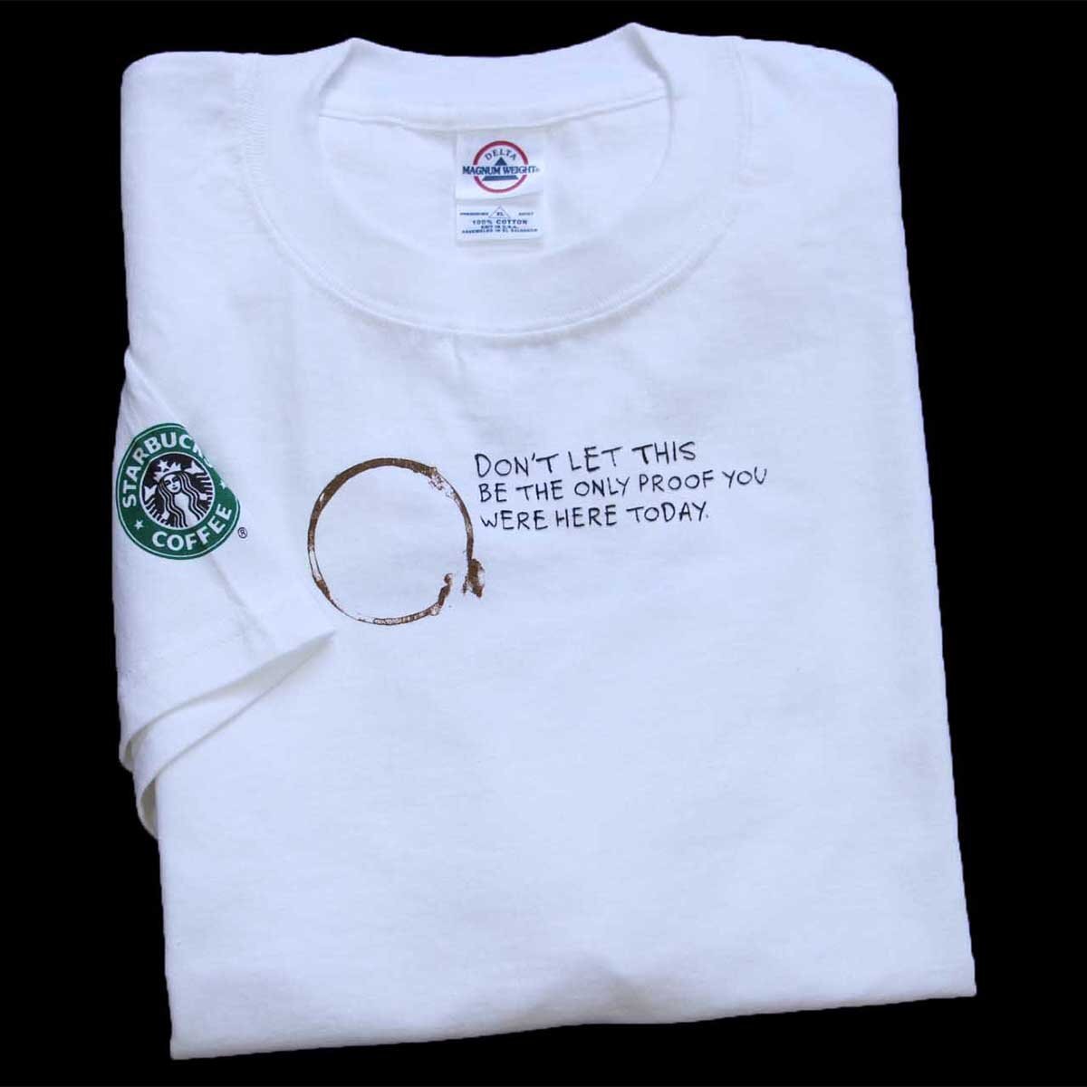 デッドストック★00s STARBUCKS COFFEE スターバックス コーヒー ロゴ 両面プリント コットンTシャツ 白 XL★B【中古】