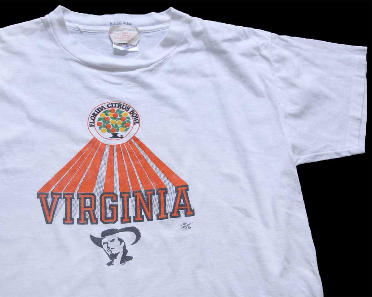 80s USA製 FLORIDA CITRUS BOWL VIRGINIA コットンTシャツ 白 L【中古】
