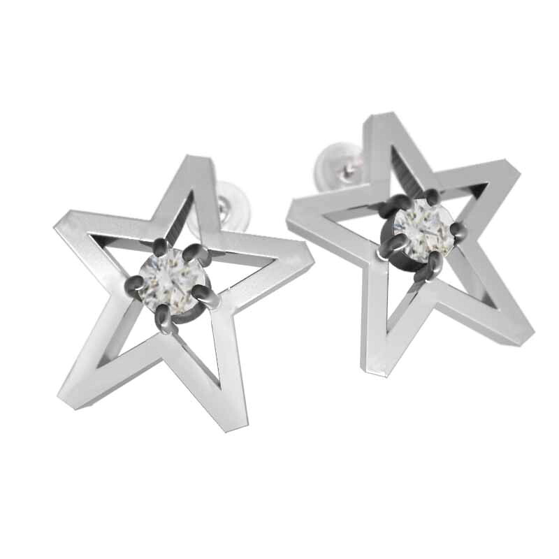 4月誕生石 ジュエリーピアス Pt900 約0.6カラット 大サイズ スター 一粒石 天然ダイヤモンド