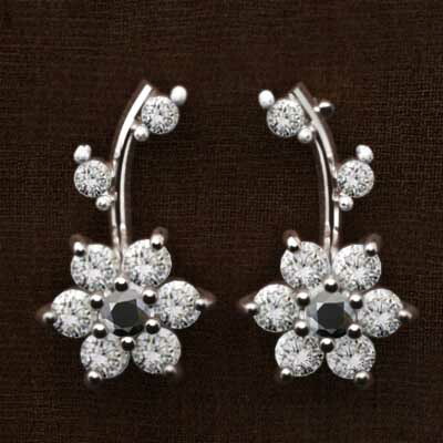 11月 シトリン 天然ダイヤモンド 18金ゴールド フラワー ジュエリーピアス (ホワイト イエロー ピンク) (ガーネット アメジスト アクアマリン ブラックダイヤモンド エメラルド ルビー ペリドット サファイア ピンクトルマリン ブルートパーズ シトリン 他)
