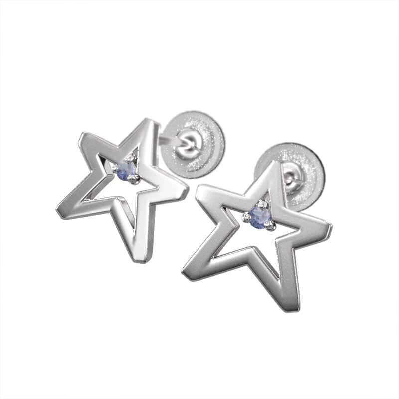 k18ゴールド サファイア 小サイズ スター 9月 一粒石 ピアス (ホワイト イエロー ピンク) (ガーネット アメジスト アクアマリン ブラックダイヤモンド エメラルド ルビー ペリドット サファイア ピンクサファイア ピンクトルマリン ブルートパーズ シトリン 他)