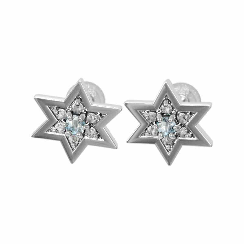 小サイズ アクアマリン スター 六芒星 白金（プラチナ）900 3月