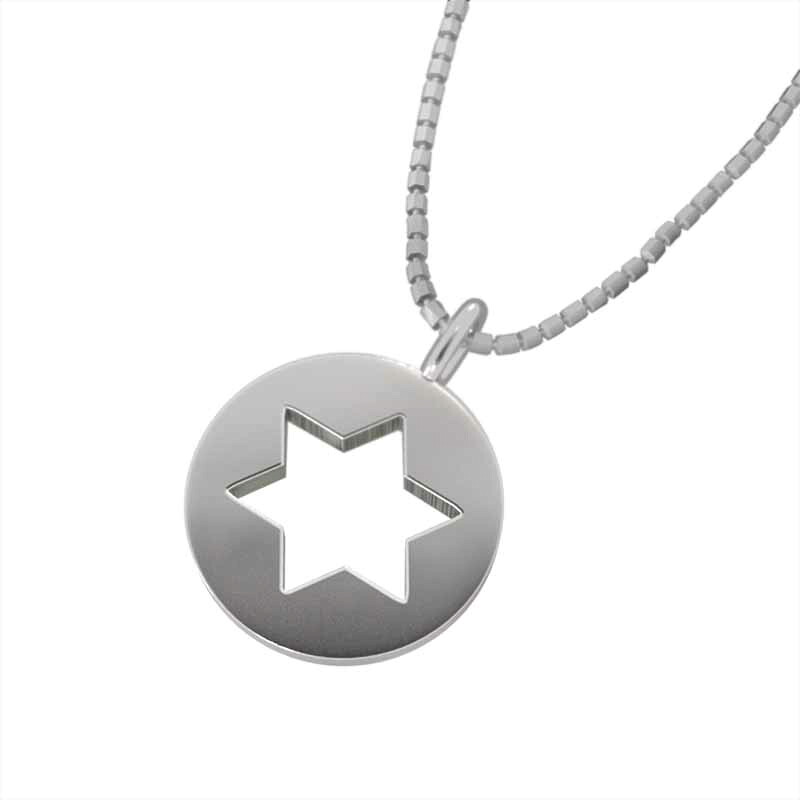 シンプル 10金ゴールド 大サイズ 六芒星 ペンダントトップとネックレス スター (ホワイト イエロー ピンク)