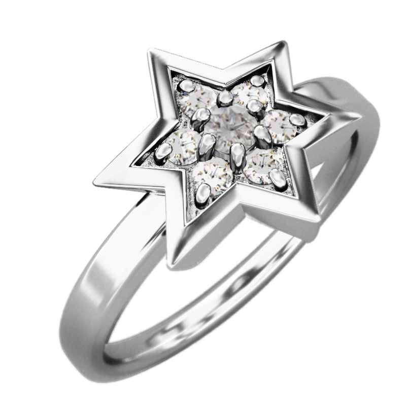 指輪・六芒星・レディース・メンズ・4月誕生石・天然ダイヤモンド・18
