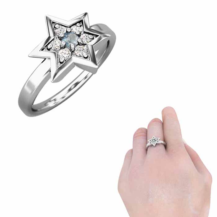 Pt900 指輪 六芒星 9月の誕生石 ピンクサファイヤ 天然ダイヤモンド