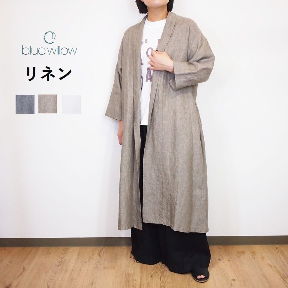BLUE WILLOW ブルーウイロー リネン 羽織り コート レディース 夏 長袖 アウター ジャケット 体系カバー おしゃれ 大人カワイイ 40代50代