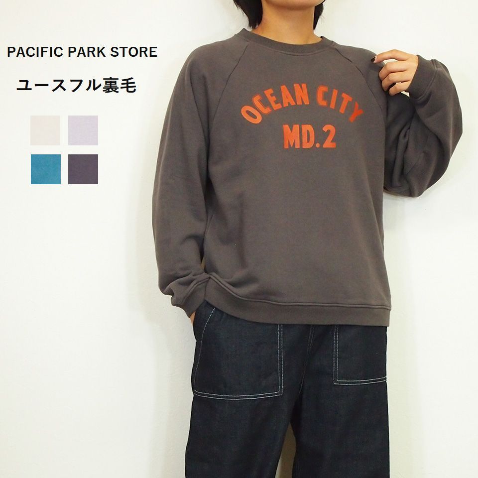 PACIFIC PARK STORE パシフィックパークストア ラグラン 裏毛 ティーシャツ 刷り上げる 長袖 汗水 レディース 秋冬 今めかしい 成年者カワイイ 30代 40代 日本製