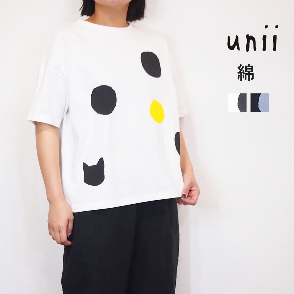 【楽天市場】unii ウニィ ネコ ドット プリント プルーオーバー Tシャツ 夏 レディース 半袖 おしゃれ 綿 カットソー 大人カワイイ ...