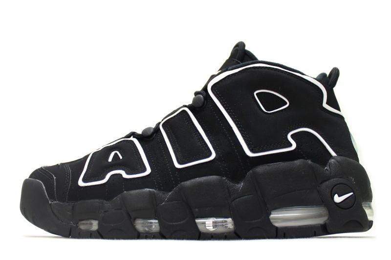 nike air uptempo black and white