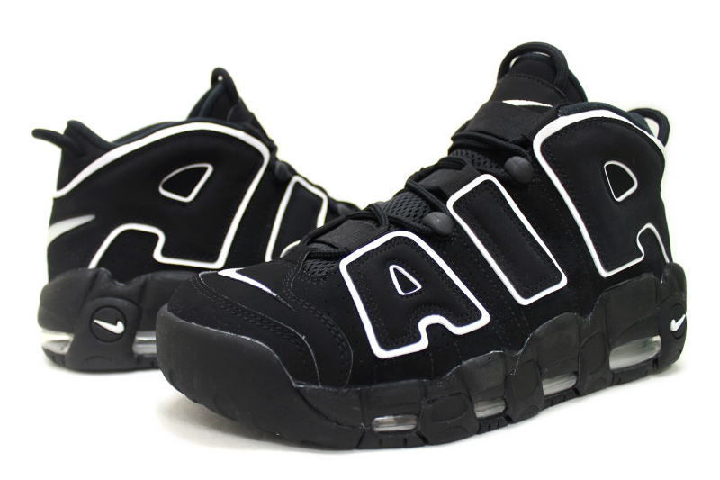 nike air uptempo black and white