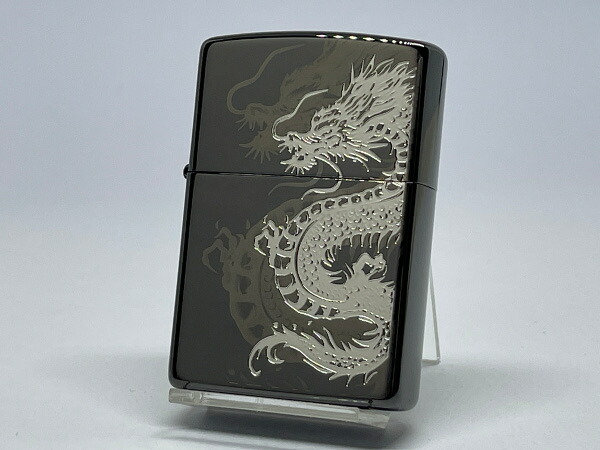 送料無料 ZIPPO[ジッポー]精密レーザー彫刻 和柄「龍」銀サシ 2BKS-RYU【楽ギフ_包装】