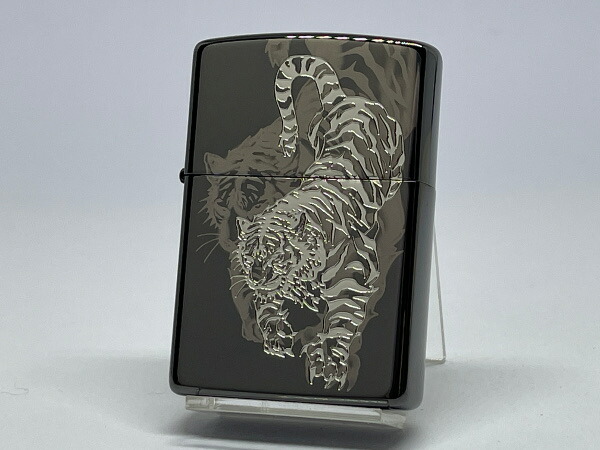 送料無料 ZIPPO[ジッポー]精密レーザー彫刻 和柄「虎」銀サシ 2BKS-TIGER2【楽ギフ_包装】